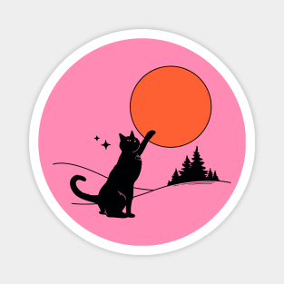 Cool Sun Black Cat in pink Magnet